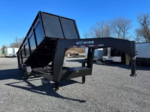 BWise 7 x 16 Gooseneck Dump Trailer – 4′ High Side - Image 2