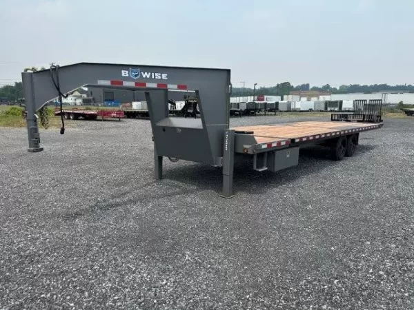 BWise 8 x 26 Gooseneck Deckover Equipment Trailer – Power Tilt