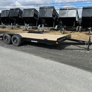 Premier 7 x 18 Wood Deck 10k Open Car Trailer Slide Out Ramps
