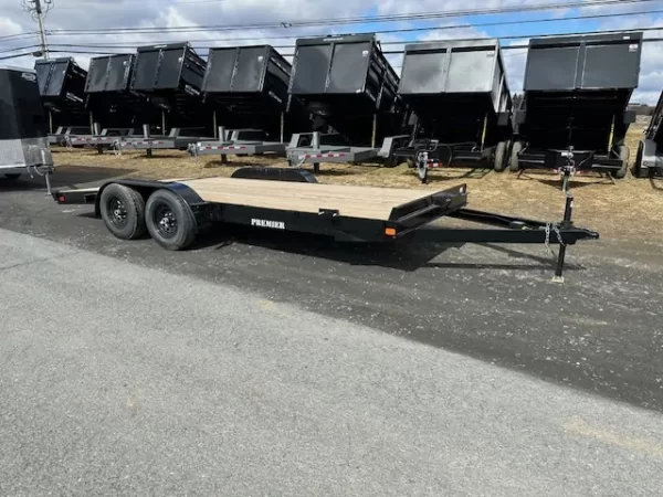 Premier 7 x 18 Wood Deck 10k Open Car Trailer Slide Out Ramps